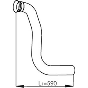 DIN53281 Exhaust pipe (diameter:89mm, length:590/830mm) fits: MERCEDES ATE