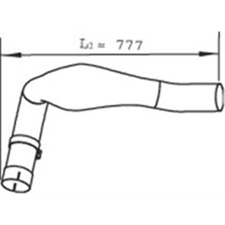 DIN48121 Exhaust pipe (length:777/1050mm) fits: MAN TGA, TGS I D2066LF01 D