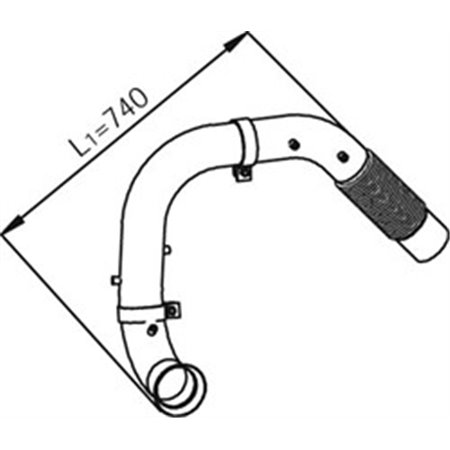 DIN54191 Avgasrör (längd:740/742,2mm) passar: MERCEDES AXOR 2 OM926.913