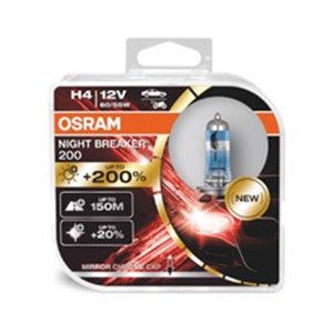 OSR64193 NB200-HCB Light bulb (Set 2pcs) H4 12V 60/55W P43T5 Night Breaker 200, whit