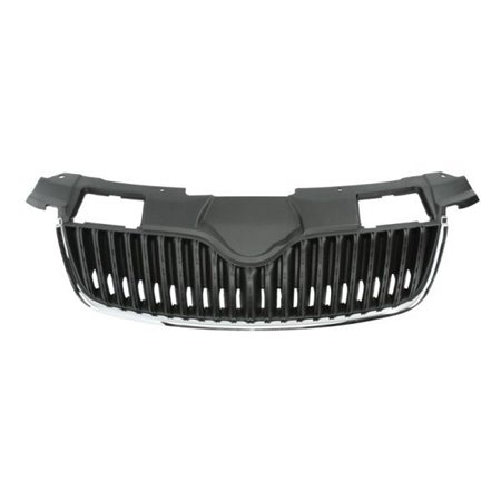 6502-07-7515994P Front grille (with chrome stipe, black/chrome) fits: SKODA FABIA 