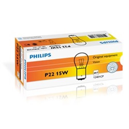 PHI 12401/10 Light bulb (Cardboard 10pcs) Stop P22 12V 15W BA15S Vision