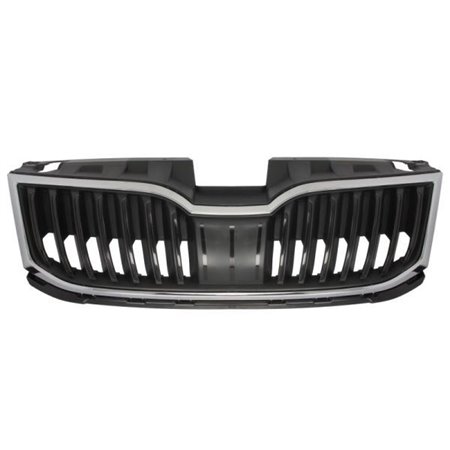 BLIC 6502-07-7522996P - Front grille (with strip, black/chrome) fits: SKODA OCTAVIA III 06.16-11.19