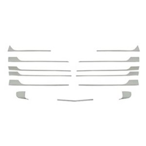 PACOL MER-FP-042 - Font grille strip (glossy; set; silver) fits: MERCEDES ACTROS MP4 / MP5 07.11-