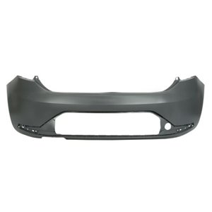 BLIC 5506-00-6614953Q - Bumper (rear, FR, for painting, with a cut-out for exhaust pipe: on the left, CZ) fits: SEAT LEON 5F 09.