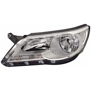 HELLA 1ED 247 038-211 - Headlamp L (halogen, H7/H7/PY21W/W5W, electric, with motor, insert colour: silver, indicator colour: ora