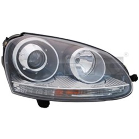 TYC 20-11257-05-2 - Headlamp R (D2S/H7, electric, with motor, insert colour: black) fits: VW GOLF V, JETTA III