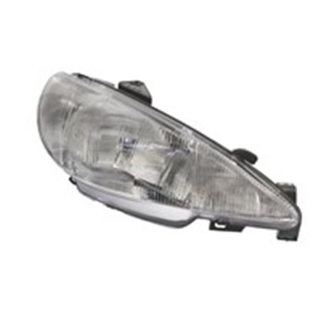 TYC 20-5759-65-2 - Headlamp R (H4, electric, with motor, insert colour: silver) fits: PEUGEOT 206 09.98-02.03