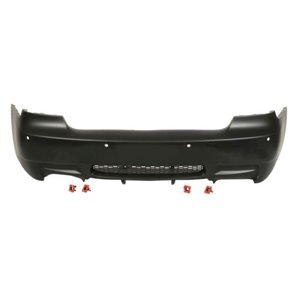BLIC 5506-00-0062953KP - Bumper (rear, M-PAKIET, with parking sensor holes, for painting, with a cut-out for exhaust pipe: doubl