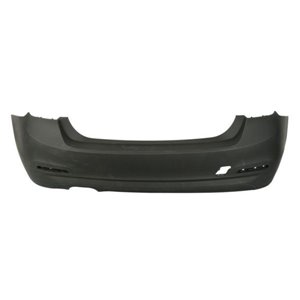 BLIC 5506-00-0063959PP - Bumper (rear, BASIS, for painting, with a cut-out for exhaust pipe: double; on the left) fits: BMW 3 F3