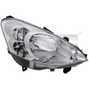 TYC 20-11809-05-2 - Headlamp R (H4, electric, with motor, insert colour: chromium-plated) fits: PEUGEOT PARTNER, PARTNER TEPEE, 