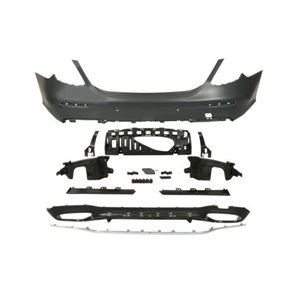 BLIC 5506-00-3531950KP - Bumper (rear, AMG STYLING, with fitting brackets; with strip; with valance, with parking sensor holes, 
