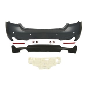 BLIC 5506-00-0070958KP - Bumper (rear, M-PAKIET, complete, with parking sensor holes, for painting, with a cut-out for exhaust p