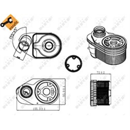 NRF 31324 - Oil cooler (with gaskets with seal) fits: FIAT DUCATO 2.3D 07.06-