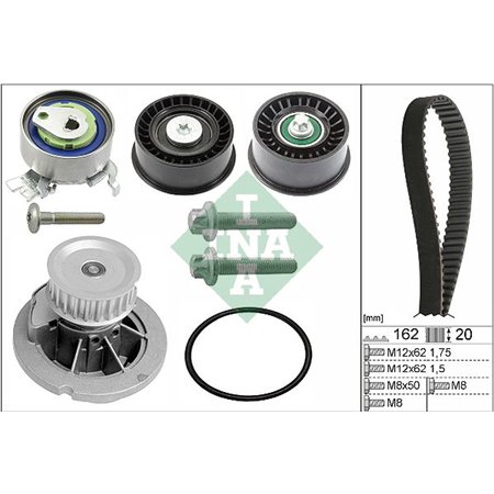 INA 530 0441 30 - Timing set (belt + pulley + water pump) fits: CHEVROLET CHEVY OPEL ASTRA G, ASTRA G CLASSIC, COMBO TOUR, COMB