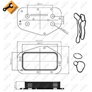 NRF 31314 - Oil cooler (with seal) fits: ALFA ROMEO 159; CHEVROLET AVEO, AVEO / KALOS, CRUZE, ORLANDO, TRAX; FIAT CROMA; OPEL AS