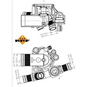 NRF 725045 - Cooling system thermostat (89°C, in housing) fits: NISSAN QASHQAI I, X-TRAIL, X-TRAIL II; RENAULT ESPACE IV, GRAND 