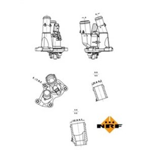 NRF 725048 Cooling system thermostat (98°C, in housing) fits: FORD C MAX, FO