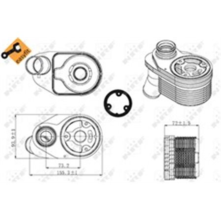 NRF 31325 - Oil cooler (with gaskets with seal) fits: IVECO DAILY III, DAILY IV, DAILY V, DAILY VI 2.3D 09.02-