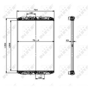 NRF 519541 Mootoriradiaator (bez ramy) DAF 95 XF, XF 95 XE280C XF355M 01.97 