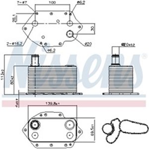 NISSENS 90905 - Oil cooler fits: BMW 3 (E46), 3 (E90), 3 (E91), 3 (E92), 3 (E93), 5 (E60), 5 (E61), 6 (E63), 6 (E64), 7 (E65, E6