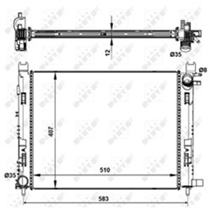 NRF 58444 Mootori radiaator (Manuaalne) sobib: DACIA DOKKER, DOKKER EXPRESS