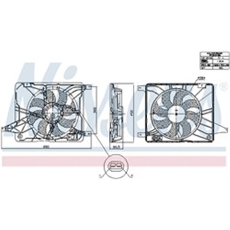NISSENS 850017 - Radiator fan (with housing) fits: NISSAN QASHQAI I, QASHQAI II 1.2-2.0D 02.07-
