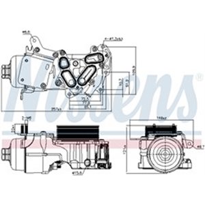 NISSENS 91124 - Oil radiator (with oil filter housing) fits: CITROEN BERLINGO, BERLINGO MULTISPACE, BERLINGO/MINIVAN, C3 II, C3 