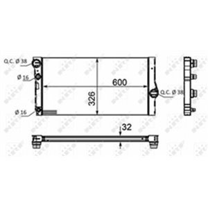 NRF 58466 Mootori radiaator (Automaatne/Manuaalne, (EN) with one stub pipe: