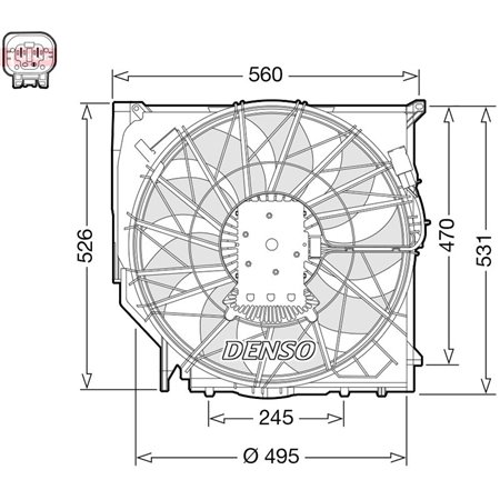 DER05008 Radiaatori ventilaator (korpusega) sobib: BMW 1 (E81), 1 (E82), 1