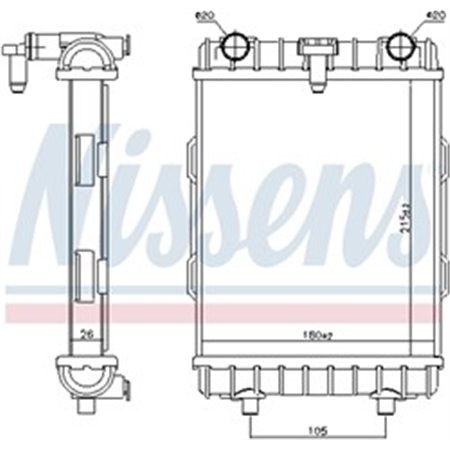 NISSENS 606645 - Engine radiator (Manual) fits: AUDI A1, A3, Q2, TT CUPRA FORMENTOR, LEON, LEON SPORTSTOURER SEAT ATECA, LEON,