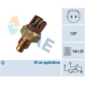 FAE 34130 - Coolant temperature sensor (number of pins: 2, brown) fits: RENAULT 19 I, 19 II, 19 II CHAMADE, TRAFIC 1.8/2.0/2.2 0