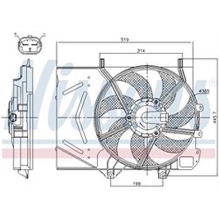 NIS 85986 Radiaatori ventilaator (korpusega) sobib: DS DS 3 CITROEN C2, C2