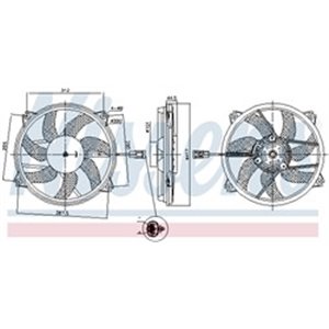 NISSENS 850035 - Radiator fan fits: DS DS 4, DS 5; CITROEN BERLINGO, BERLINGO MULTISPACE, BERLINGO/MINIVAN, C4 GRAND PICASSO I, 