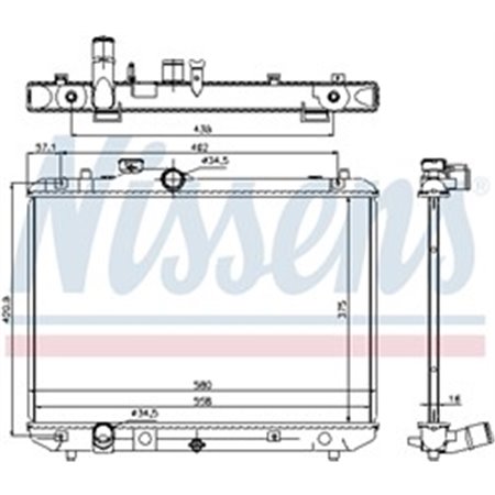 69400 Radiator, engine cooling NISSENS