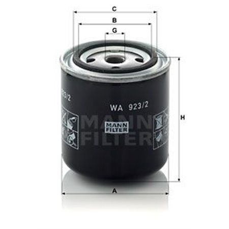 MANN-FILTER WA 923/2 - Coolant filter fits: SCANIA 2, 3, 3 BUS, 4 NEOPLAN CITYLINER, JETLINER, SKYLINER, SPACELINER, TRANSLINER