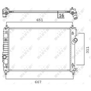 NRF 58505 Mootori radiaator sobib: CHEVROLET AVEO / KALOS 1.2/1.2LPG 01.08 