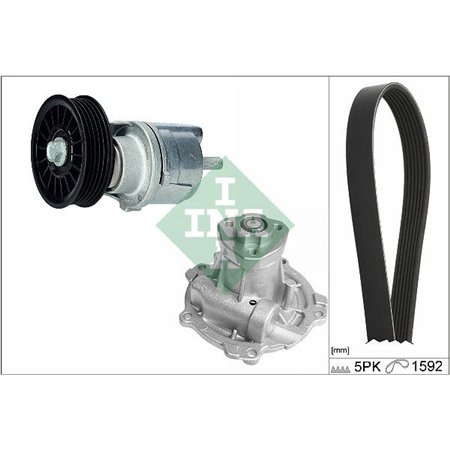 529 0161 31 Water Pump + V-Ribbed Belt Kit Schaeffler INA