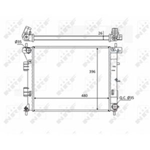 NRF 58522 Mootori radiaator (Manuaalne) sobib: HYUNDAI ELANTRA V, I30 KIA 