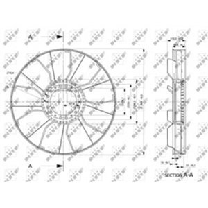 NRF 49843 - Radiator fun (diameter 705 mm, number of blades 9) fits: IVECO EUROSTAR, EUROTECH MH, EUROTECH MP, EUROTECH MT, EURO