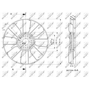 NRF 49833 - Radiator fun (diameter 595 mm, number of blades 9) fits: MAN L2000, M 2000 L, TGL I, TGM I D0824FL01-D0836LFLAJ 06.9