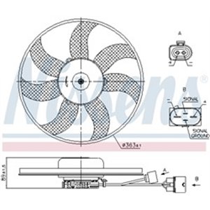 NISSENS 850021 - Radiator fan L fits: AUDI A1, A3; SEAT ALTEA, ALTEA XL, IBIZA IV, IBIZA IV SC, IBIZA IV ST, LEON, TOLEDO III; S