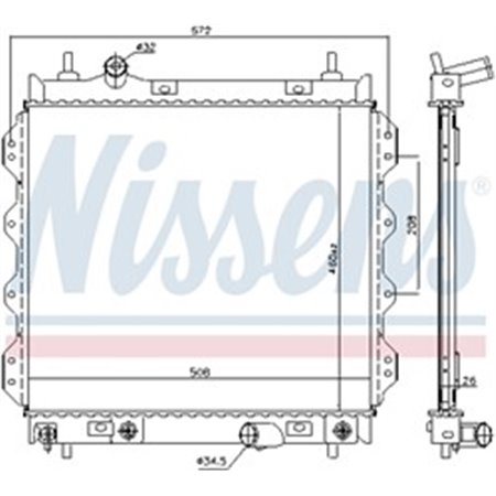 61002 Radiator, engine cooling NISSENS