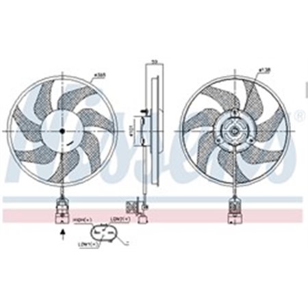 NISSENS 850048 - Radiator fan fits: OPEL COMBO TOUR, COMBO/MINIVAN, CORSA C, TIGRA 1.0-1.8 09.00-