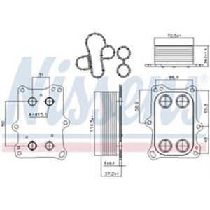 NISSENS 90969 - Oil cooler fits: ABARTH 124 SPIDER, 500 / 595 / 695, 500C / 595C / 695C, GRANDE PUNTO, PUNTO, PUNTO EVO; ALFA RO