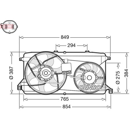 DER10009 Radiaatori ventilaator (korpusega) sobib: FORD TRANSIT, TRANSIT T