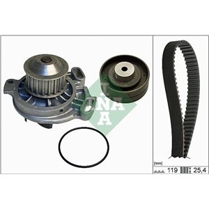 INA 530 0152 30 - Timing set (belt + pulley + water pump) fits: VOLVO 240, 740, 760, 780, 940; AUDI 100 C2, 100 C3; VW LT 28-35 