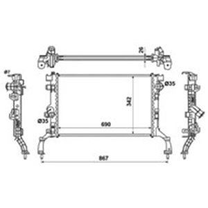 NRF 53967 Mootori radiaator sobib: RENAULT LAGUNA, LAGUNA III, LATITUDE 1.5