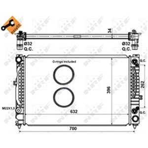 NRF 519504 Mootori radiaator (lihtsalt paigaldatav) sobib: AUDI A4 B5, A6 C4