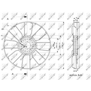 NRF 49807 - Radiator fun (diameter 595 mm, number of blades 8) fits: MERCEDES ATEGO 2, AXOR 2, UNIMOG OM900.920-OM924.923 03.00-